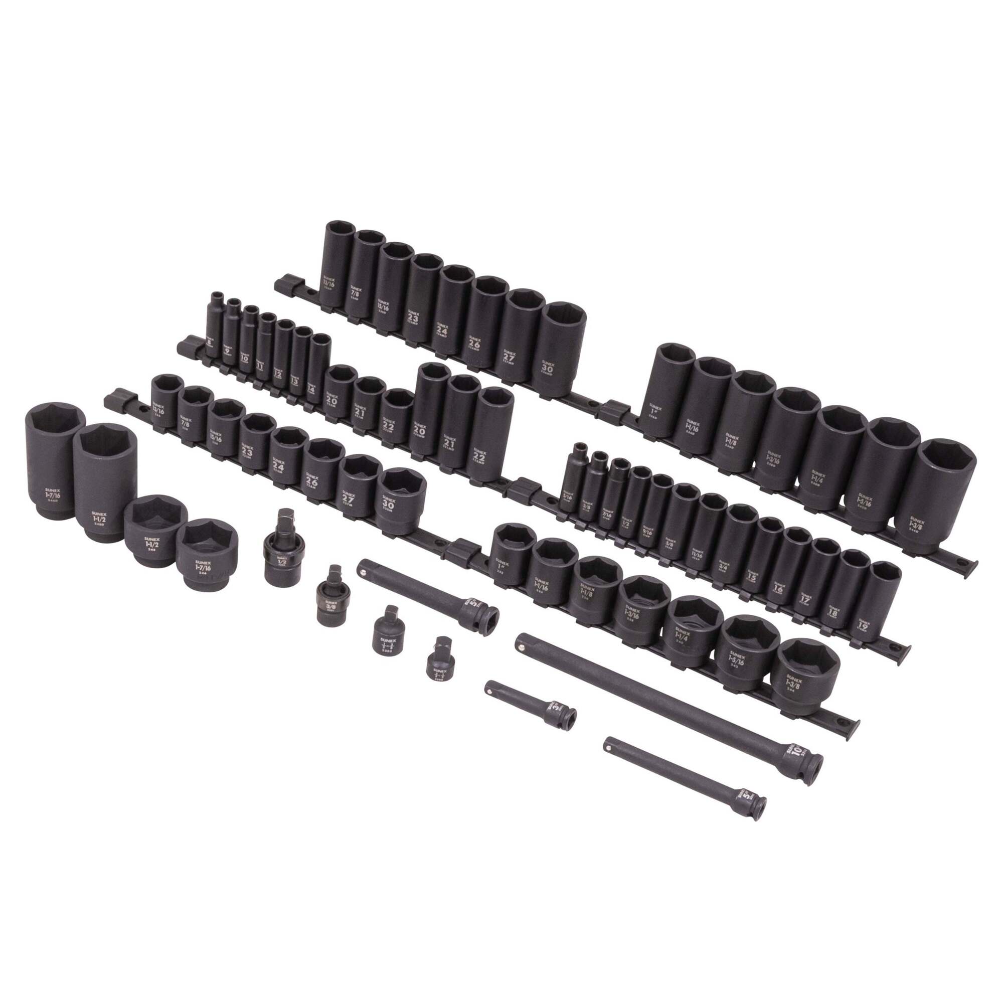 Sunex Tools Master Impact Socket Set — 68-Piece, 3/8in. & 1/2in. Drive, SAE & Metric, 6-Point, Standard & Deep, Model# 1068